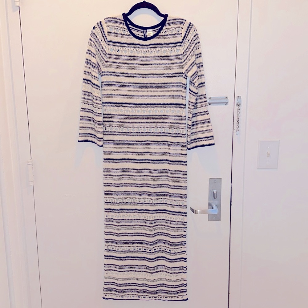 *NWOT* H&M Black and White Striped Knit Dress. Sz. S